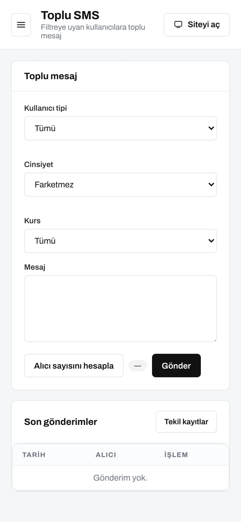 SMS — telefon görünümü