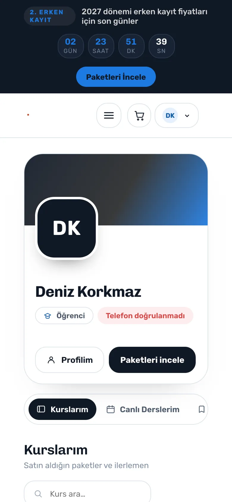 Panel girişi — telefon görünümü