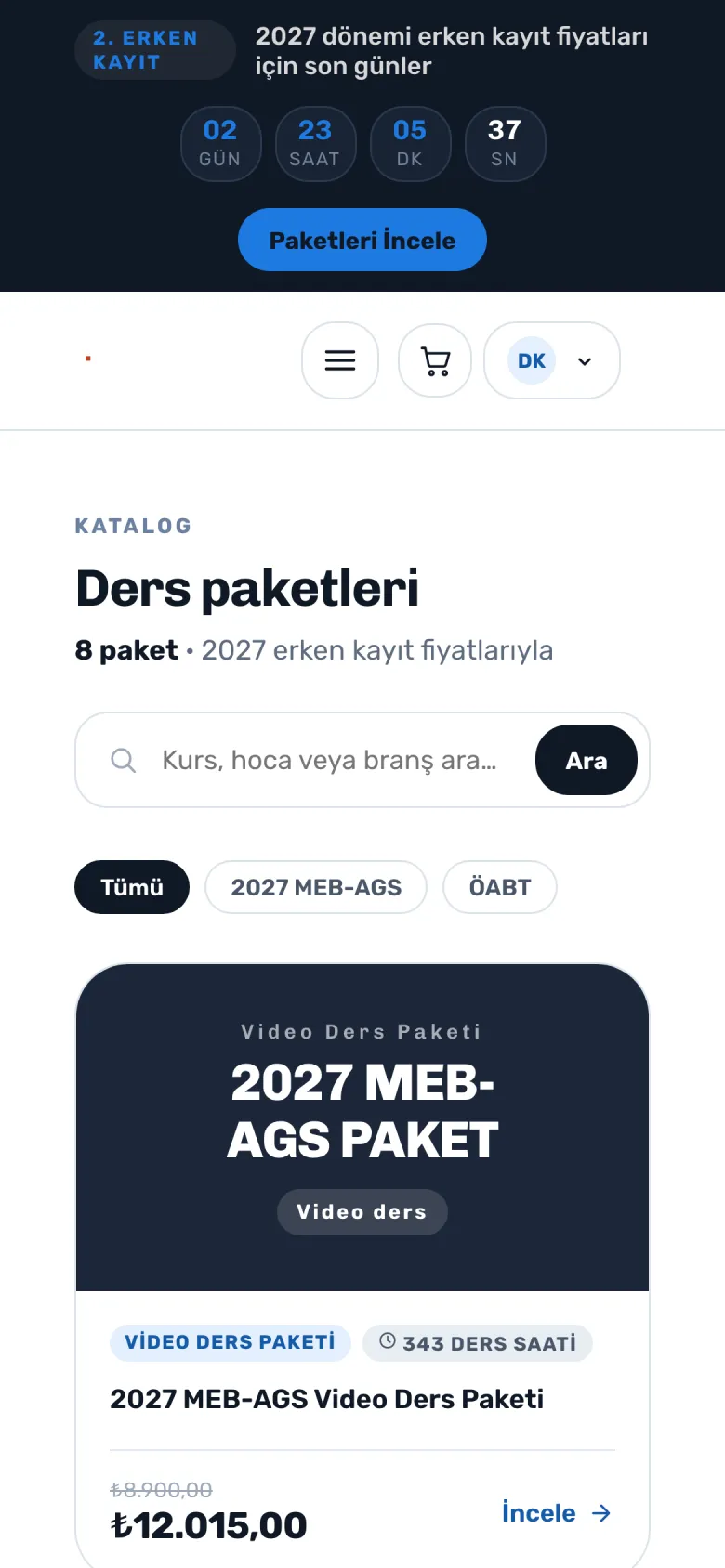 Katalog — telefon görünümü