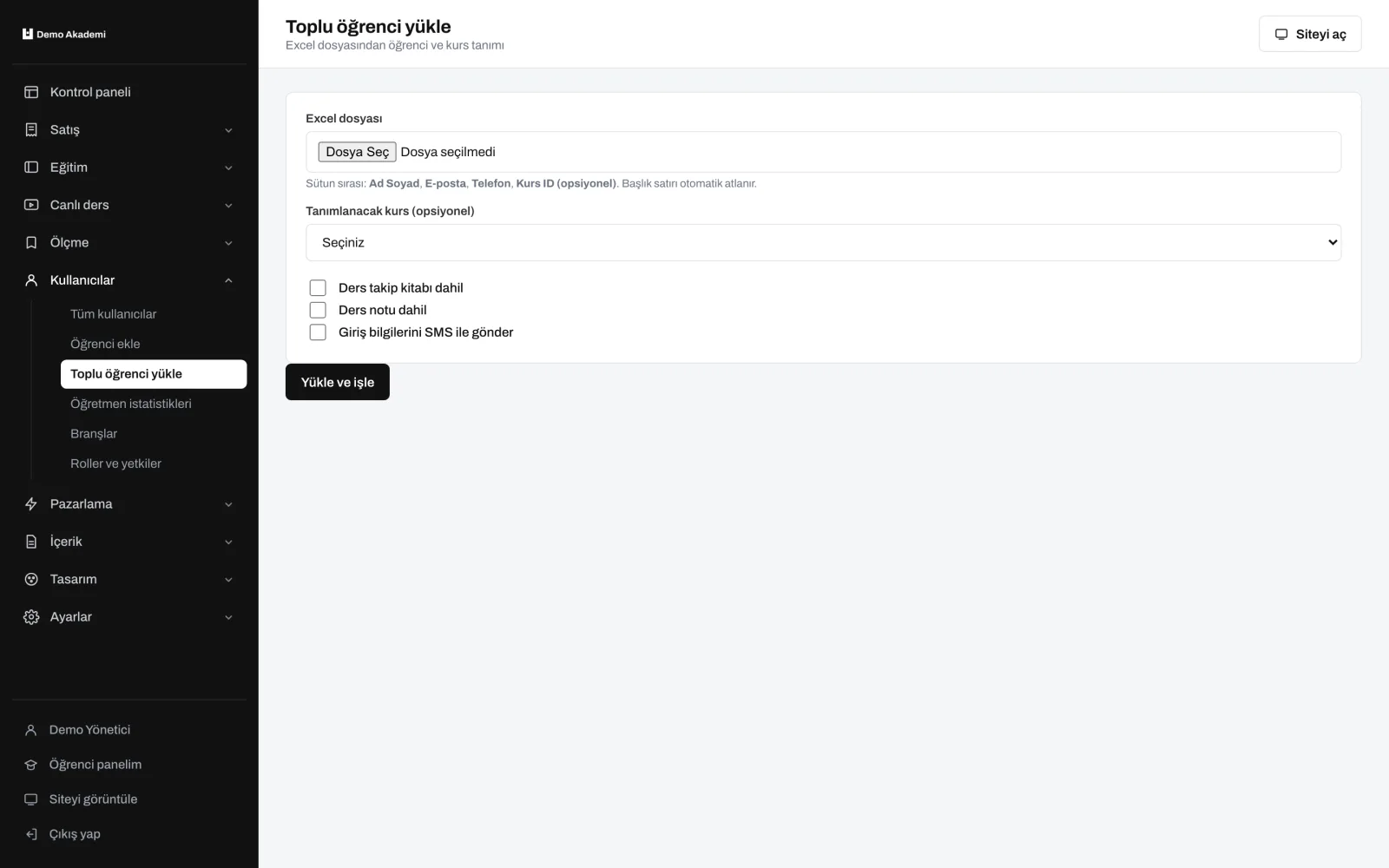 Toplu yükleme — uzem.app ekranı