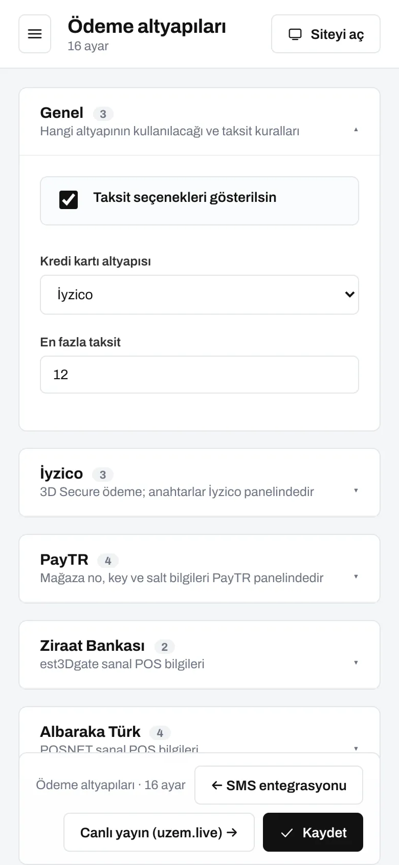 Ödeme altyapıları — telefon görünümü